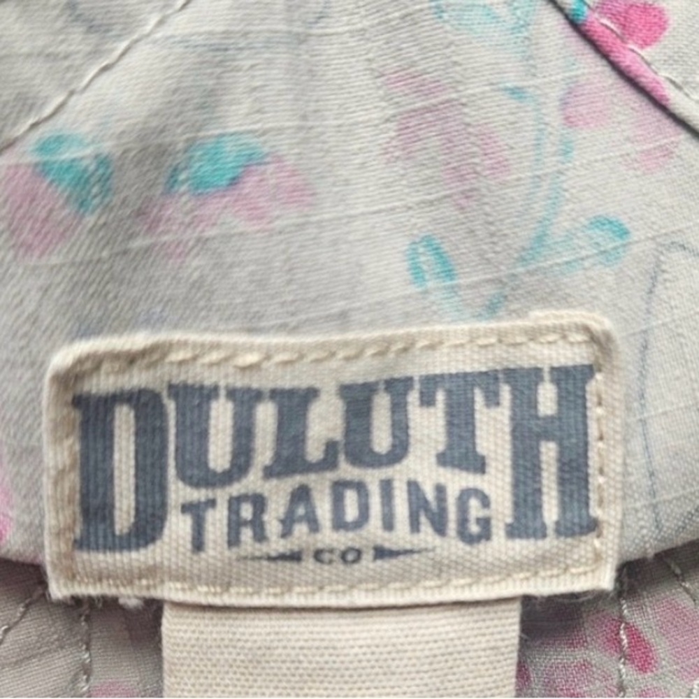 Duluth Trading Heirloom Gardening Floral Garden Print Short Overalls Shorts L - Picture 6 of 8